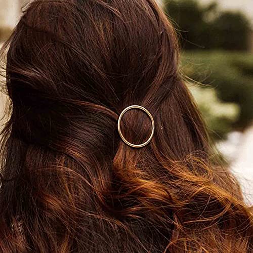 Yheakne Daire saç tokası Barrette İçi Boş Yuvarlak Altın Saç Tokası Minimalist Bobby Pin Geometri Metal saç aksesuarları