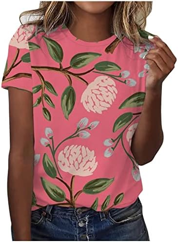 Kadınlar için gömlek Moda Grafik Tee, Yaz Dışarı Çıkmak Kadınlar için Tops Kısa Kollu Tunik Bluzlar Rahat Plaj Hawaii Gömlek