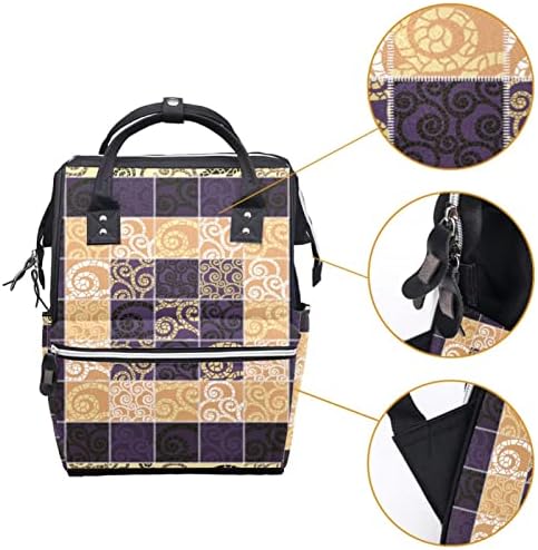 GUEROTKR seyahat sırt çantası, Bebek Bezi Çantası, Sırt Çantası bebek bezi çantaları, Modern Mor Sarı Geometrik Patchwork