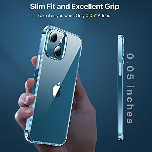 Miracase Crystal Clear iPhone 14 Kılıf ve iPhone 13 Kılıf ile Uyumlu, [Anti-Sararma] Darbeye Dayanıklı Koruyucu İnce Telefon