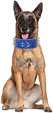 haoyueer 3 Keskin Çivili Çivili Deri köpek tasması Eğitim, Spor, Yürüyüş, Orta, Büyük, X-Large, Pitbull, Labrador, Boksör(Kırmızı,L)