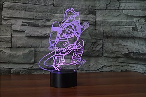 Jınnwell 3D Yangın Adam Gece Işığı Lambası Illusion 7 Renk Değiştirme Dokunmatik Anahtarı Masa Masa Dekorasyon Lambaları