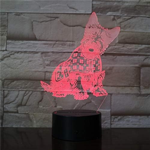 Jınnwell 3D Köpek Hayvan Gece Işığı Lambası Illusion 7 Renk Değiştirme Dokunmatik Anahtarı Masa Masa Dekorasyon Lambaları