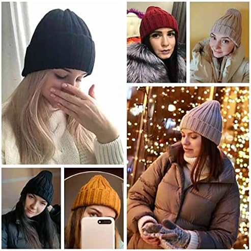 ECYC Kadınlar Kış Bere Şapka, Sıcak Sivri Örme Kalınlaşmak Şapka Rahat Düz Renk Bere Kapaklar Kadınlar için