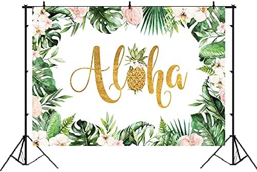 Lofaris Aloha Luau Parti Zemin Yaz Tropikal Hawaii Tema Palmiye Yaprakları Doğum Günü Arka Plan Aloha Hula Ananas Bebek Duş