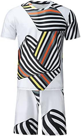 UBST Yaz 2 Parça Setleri Erkek Grafik Baskı Kısa Kollu T-shirt şort takımı Rahat Fit Plaj Rahat Spor Kıyafetleri