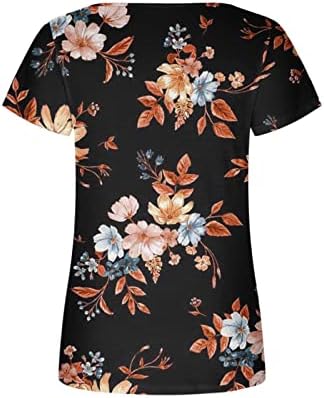 Üst Gömlek Kadınlar için Kısa Kollu Derin V Sevgiliye Boyun Çizgisi Boyun Pamuk Çiçek Grafik Gevşek Fit Salonu T Shirt 6G