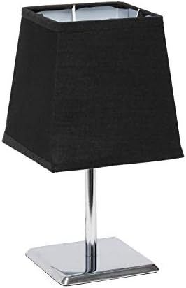 Basit Tasarımlar LT2062-BLK Mini Krom Kare İmparatorluğu Kumaş Gölge Masa Lambası, Siyah