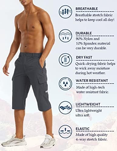 MAGCOMSEN erkek Egzersiz Spor Şort Hızlı Kuru 3/4 kapri pantolonlar Fermuarlı Cepler Yürüyüş Atletik Koşu Şort