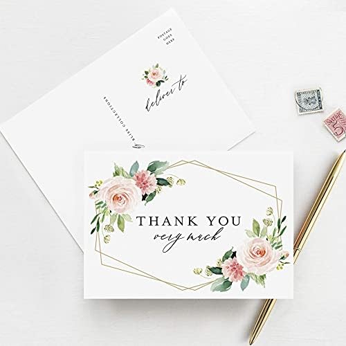 Bliss Collections Teşekkür Kartları, Geometrik Çiçek, Düğün Kartları, Resepsiyonlar, Bebek veya Gelin Duşları, Doğum Günleri,