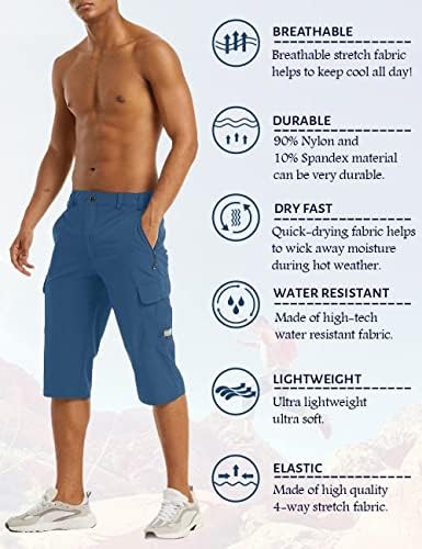 MAGCOMSEN erkek Egzersiz Spor Şort Hızlı Kuru 3/4 kapri pantolonlar Fermuarlı Cepler Yürüyüş Atletik Koşu Şort