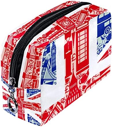 Asılı Seyahat makyaj çantası, Taşınabilir Makyaj Organizatör, Kozmetik Tutucu Fırça Seti, İngiltere Bayrağı Ünlü Bina