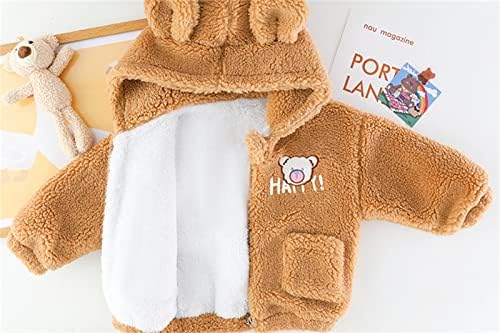 Yenidoğan Bebek Bebek Kız Erkek Karikatür Mektup Ceket Ayı Kulaklar Kapüşonlu Giyim Fermuar Sıcak Yürümeye Başlayan Polar