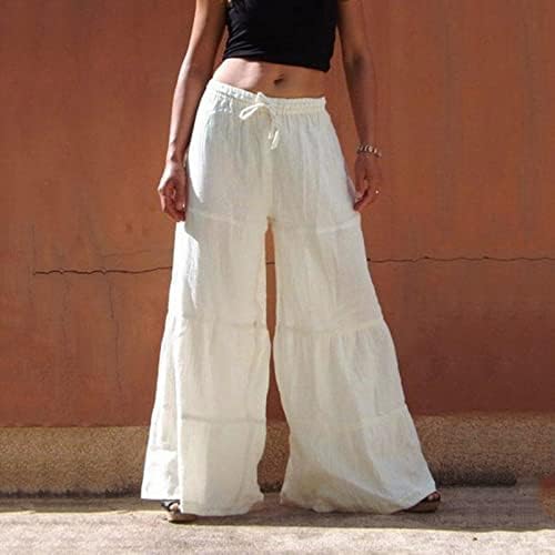 Xiloccer Pantolon Kadın Bayan Uzun dinlenme pantolonu Yüksek Bel İpli Gevşek Fit Geniş Bacak Pantolon günlük pantolon