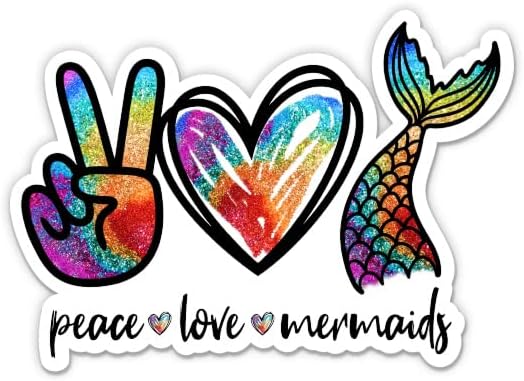 Barış Aşk Denizkızları Sticker-3 laptop etiketi - Su Geçirmez Vinil Araba, Telefon, Su Şişesi-Güzel Denizkızı Çıkartması