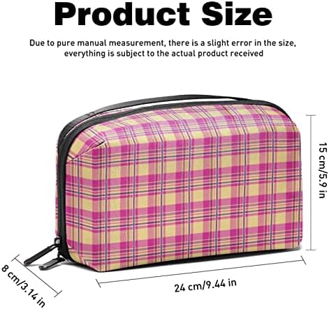 Pembe Ekose Desen Kadınlar için Kozmetik Çantaları-Kozmetik Çantası Estetik Kadın Çanta Çantalar Makyaj Organizatör Depolama