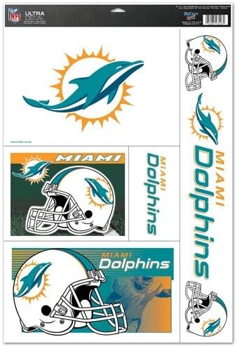 WinCraft NFL Miami Dolphins Ultra Çıkartma Sayfası, 11x 17, Takım Rengi