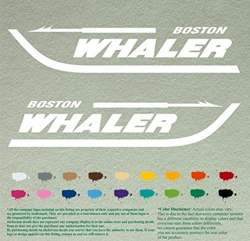 Çift 24 Boston Balina Avcısı uygun ikame Çıkartmaları * Beyaz * Vinil Çıkartmalar Tekne Dıştan Takma Motor 2 Set