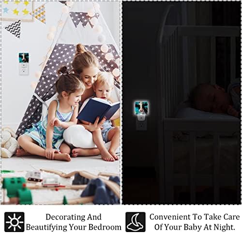 2 Paket Plug-in LED Gece İşığı Lambası İnek, Otomatik Şafak Vakti Sensörü Dekoratif Gece Lambası Çocuklar için Yatak Odası,