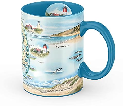 Xplorer Haritaları Cape Cod Haritası Seramik Kupa (Büyük 16oz) Kahve Fincanı, Çay, Kakao, Sıcak Çikolata, Demleme Kupaları