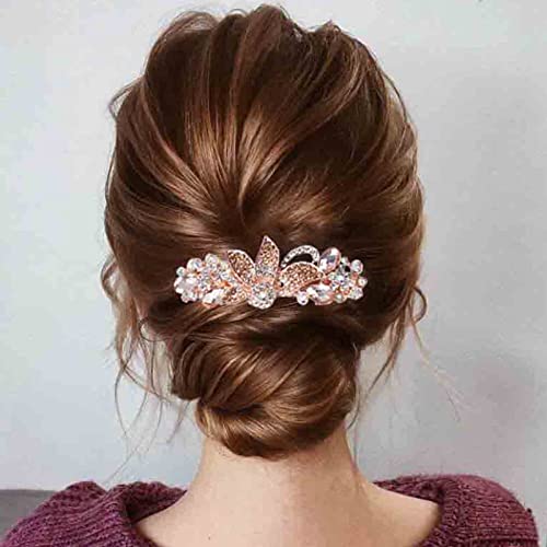 Yheakne Kristal saç tokası Barrette Altın Çiçek Taklidi saç Tokası Klip Bling Düğün Headpieces Dekoratif saç tokası Şapkalar