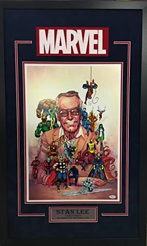 Stan Lee Marvel İmzalı İmza Film Afişi Çerçeveli Süet Keçeleşmiş JSA Sertifikalı