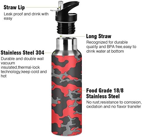 Bir ayı moda kırmızı gri siyah Camo su şişesi Acuum yalıtımlı paslanmaz çelik sızdırmaz geniş ağız su ısıtıcısı hasır kapaklı