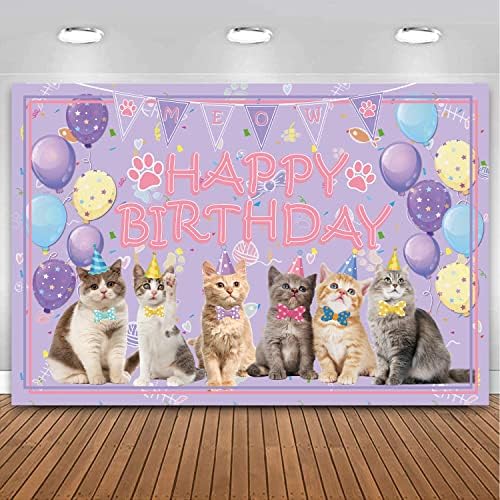 Kedi Parti Dekorasyon Malzemeleri-Kedi Mutlu Doğum Günü Zemin Yavru Fotoğraf Arka Plan, Kedi Sevgilisi için, Çocuk Çocuk
