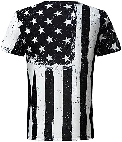 Asker Kısa Kollu Erkekler için Amerikan Bayrağı Artı Boyutu T - Shirt Retro Vatansever Bluz Kas Egzersiz Atletizm Tee Tops