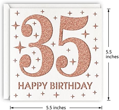 Gül Altın 35th doğum Günü Kartı, Lazer Kesim Glitter Kadın Yaş 35 doğum günü hediyesi İçin Eşi, Kardeş