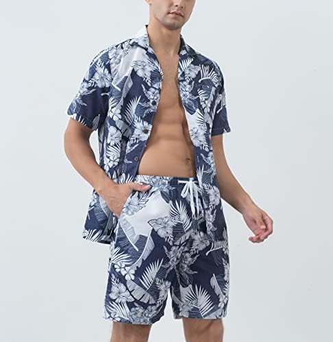 Yıldan Yıla Hawaii Gömlek Ve Şort Setleri Erkekler İçin Düzenli Fit Casual Hawaii Gömlek Setleri Çabuk Kuruyan Etkisi İle