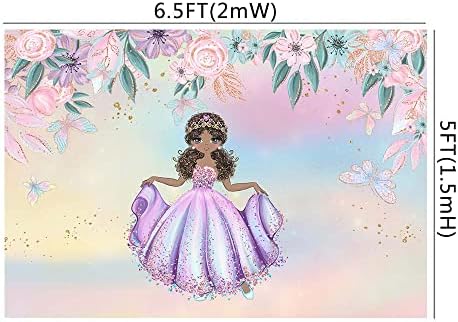 Bebek Doğum Günü Arka Plan Bebek Siyah Kız Siyah Saç Çiçek Peri Prenses Tema Zemin Kelebek fotoğraf kabini W-6711 (300x200cm