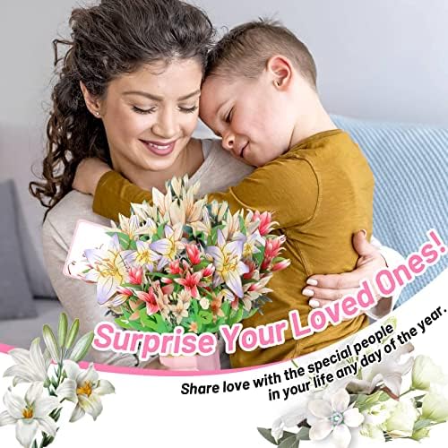 Geçmiş olsun Çiçek Yakında Kadınlar için Kart, Kağıt Kesim Buket Lilyum Tebrik Kartları Bloom Çiçek Doğum Günü Pop-Up Kadınlar